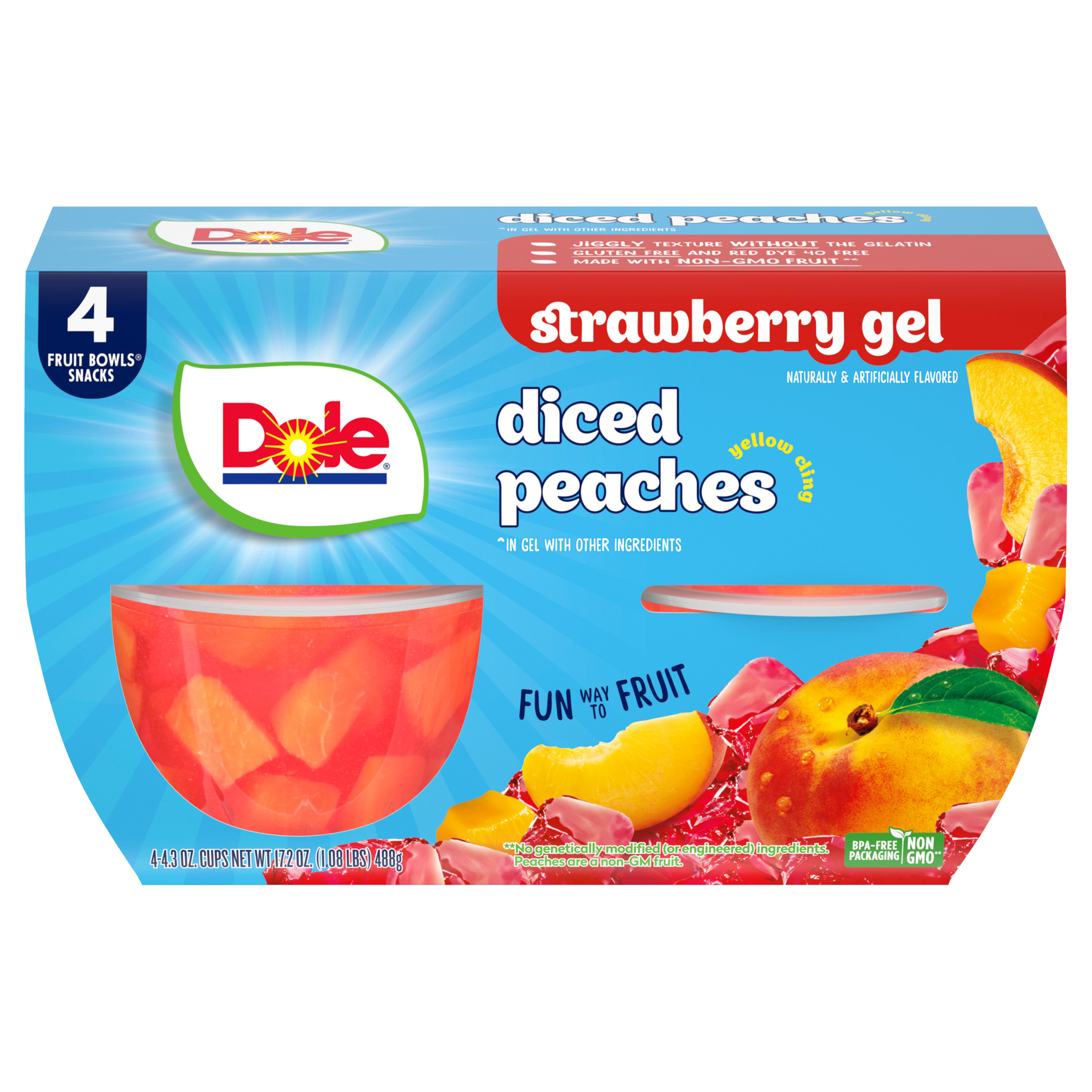 Dole® Diced Peaches in Strawberry Flavored Gel Fruit Bowls® - Dole