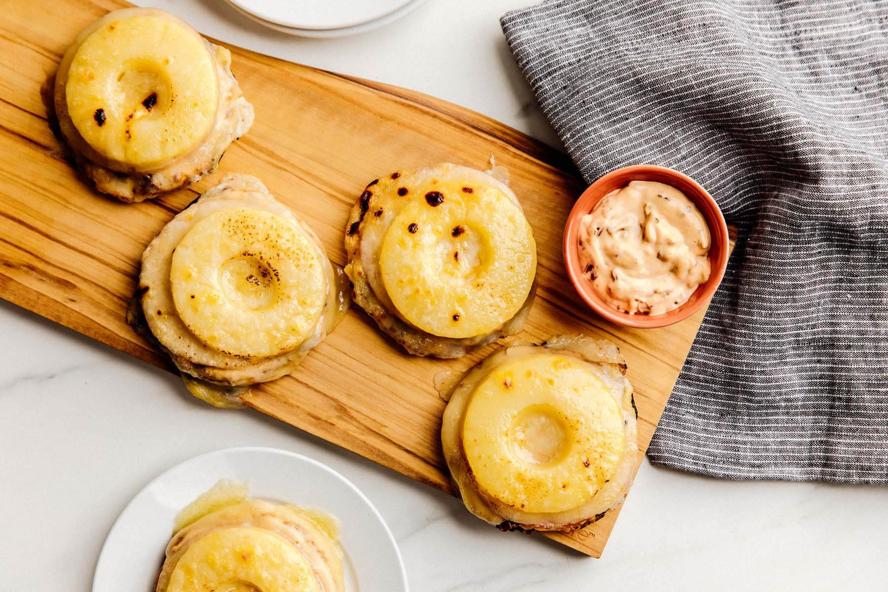 Open Faced Hawaiian Sandwiches - English Muffin Breakfast Recipe