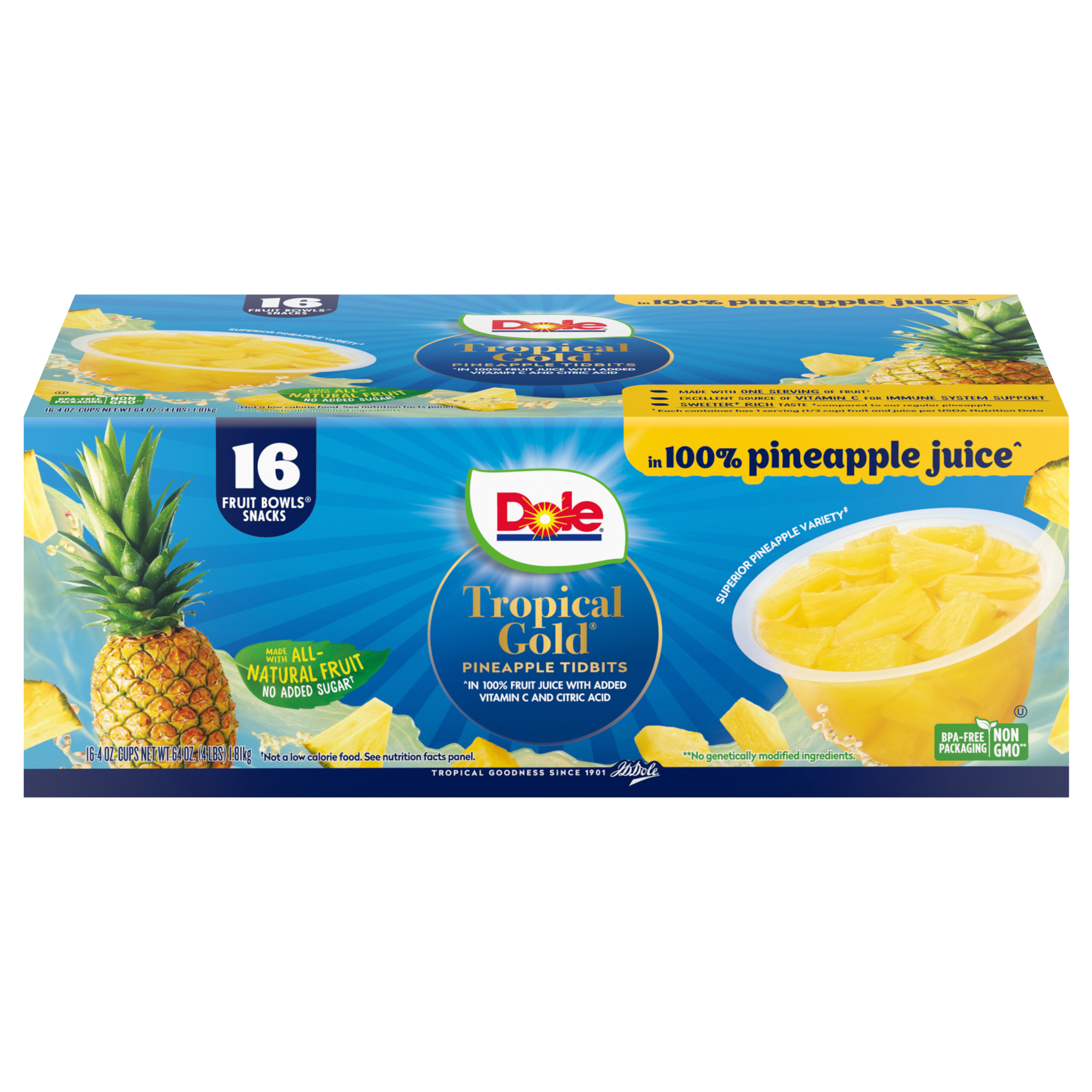 Tropical Gold Pineapple Tidbits 16ct - Dole® Sunshine
